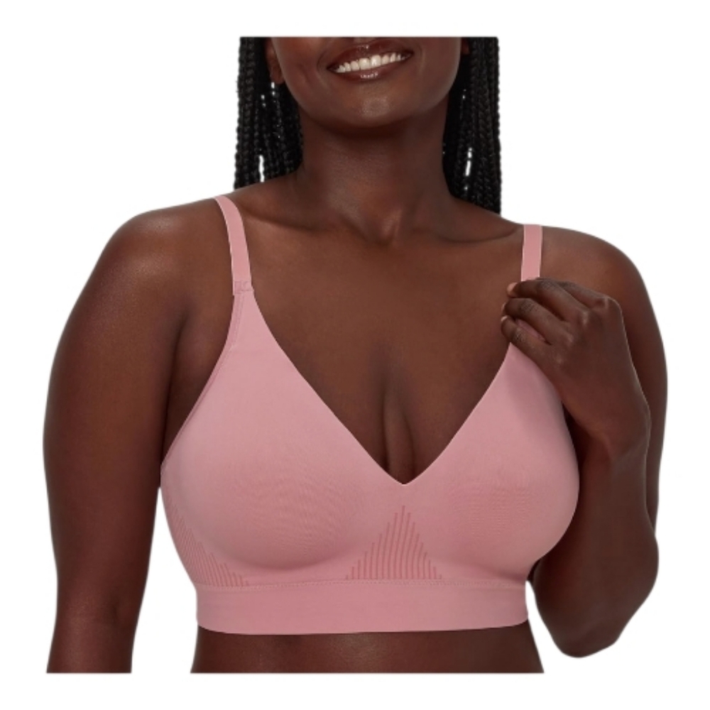 Bali Comfort Revolution Modern Seamless Wirefree Bra In Rose Tea Size XL EUC